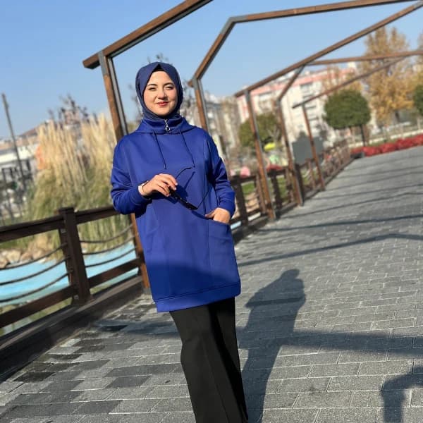 Boğazı Fermuar Detaylı Sweat Saks