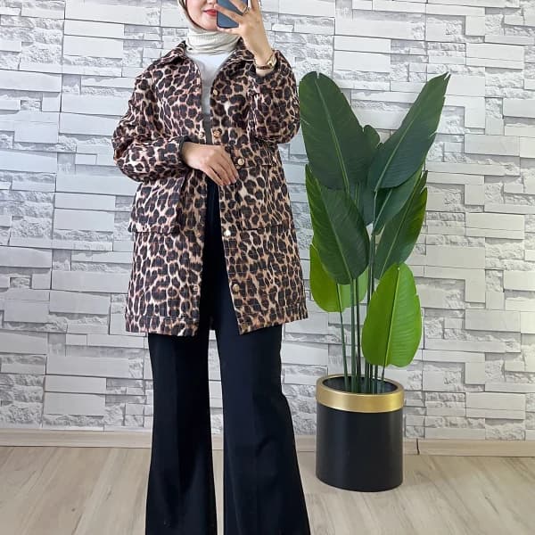 Leopar Desen Astarlı Kap