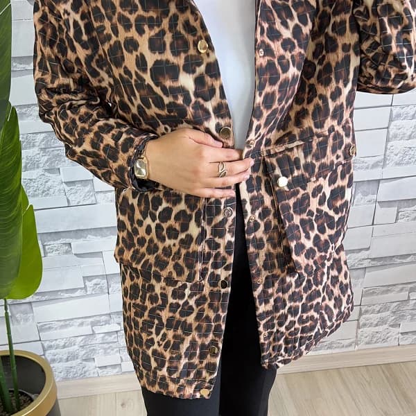 Leopar Desen Astarlı Kap