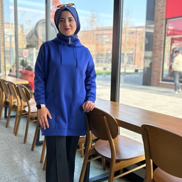 Scuba Sweat Pantolon Takım Saks Ve Siyah