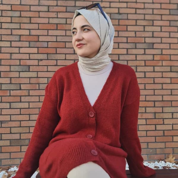 Düğme Detaylı Cepli Uzun Hırka Bordo
