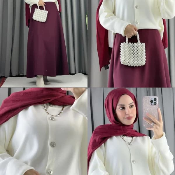 Beli Lastikli Scuba Kloş Etek Bordo