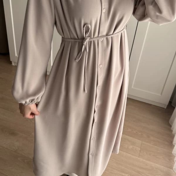 Elif İthal Krep Yırtmaçlı Tunik - Taş