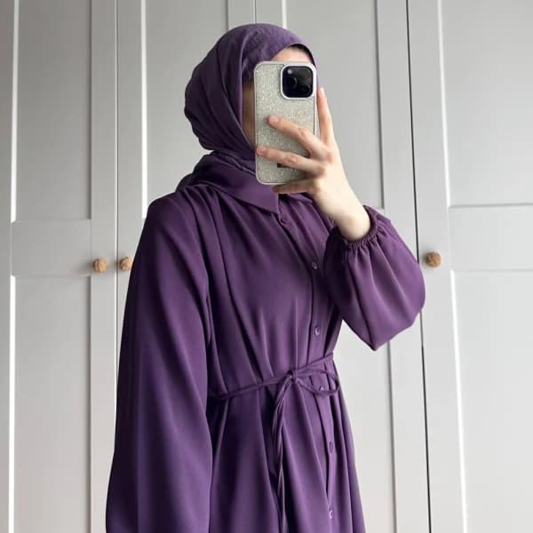 Elif İthal Krep Yırtmaçlı Tunik - Mürdüm