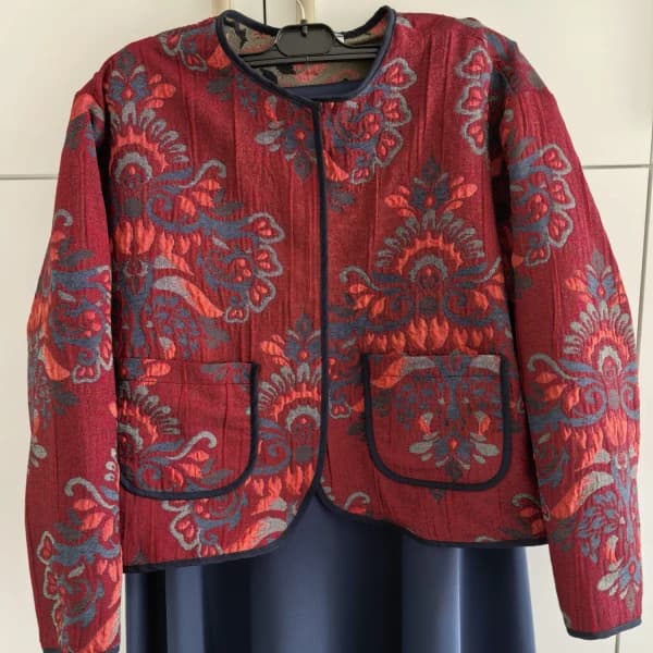 Liva Etnik Desenli Jakarlı Ceket - Bordo