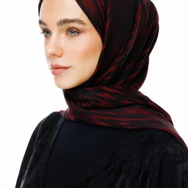 Selis Desen Çift Taraflı Şal Siyah - Bordo