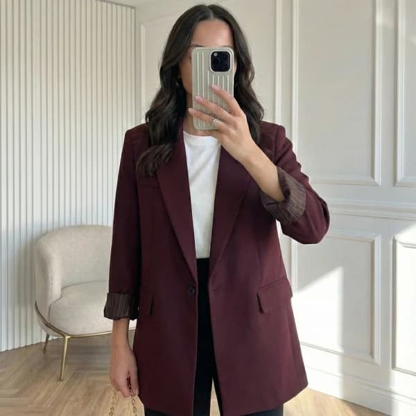 Blazer Ceket Bordo