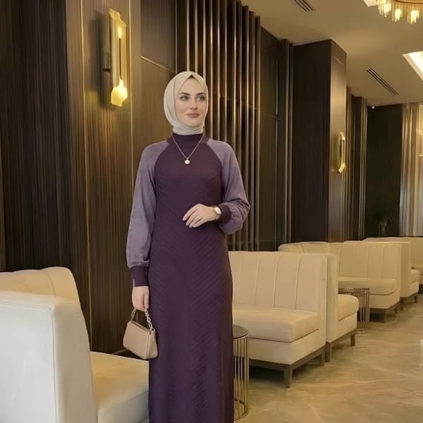 Özel Tasarım İpek Cupra Alya Elbise - Mürdüm