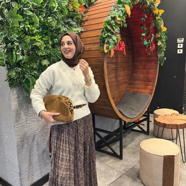 Ekose Şönil Kadife Kumaş Pliseli Etek