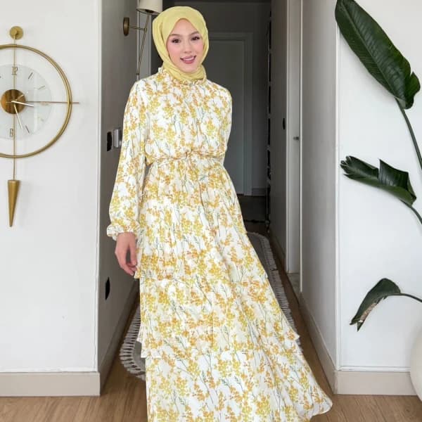 Mimoza Şifon Elbise - Sarı
