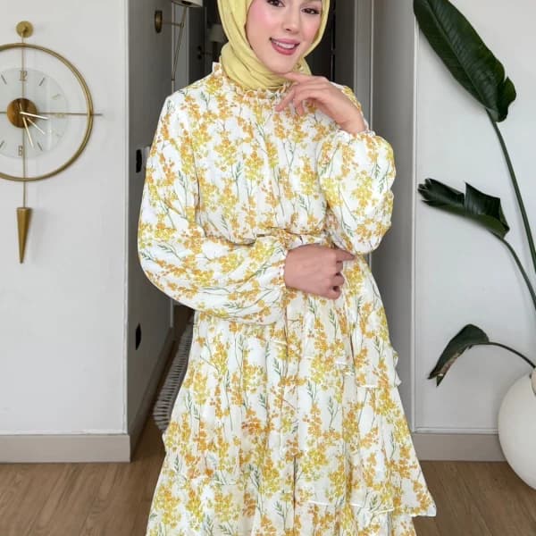 Mimoza Şifon Elbise - Sarı
