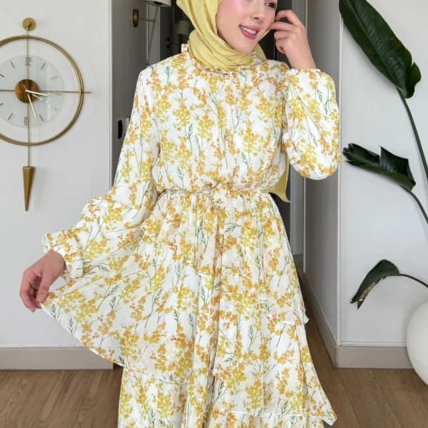 Mimoza Şifon Elbise - Sarı
