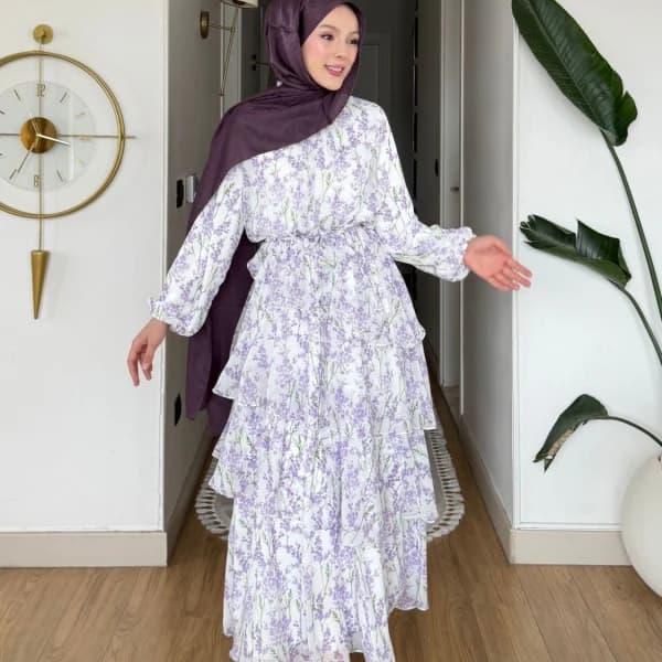 Mimoza Şifon Elbise - Lila